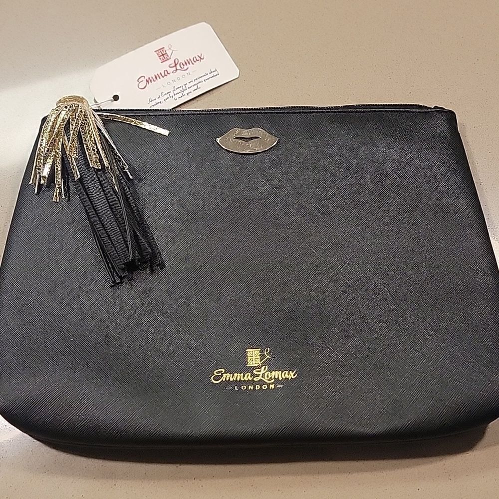 Emma Lomax Black and Gold Tassel Makeup Clutch Bag - Picture 8 of 16